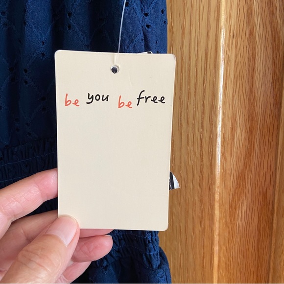 BEBOP Navy Tie Sleeveless Eyelet Fit + Flare lined dress -NWT -Size L (Large) - Picture 11 of 12